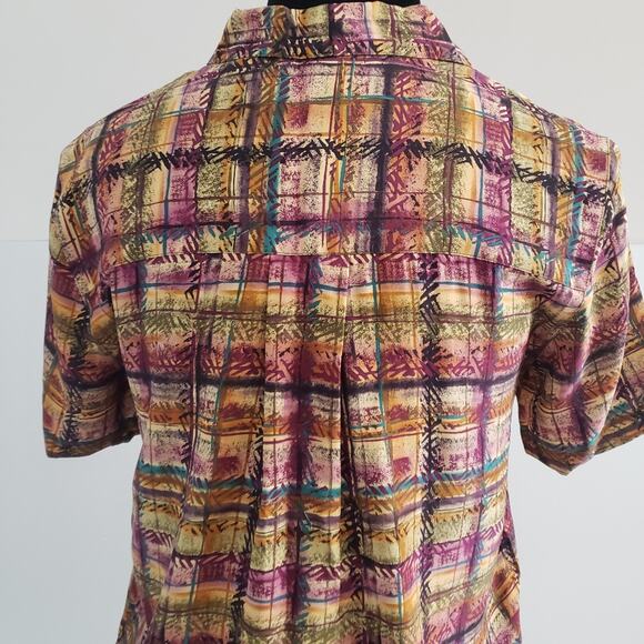 Liz Claiborne 100% Silk Plaid Button Front Top and High Rise Shorts Suit Set 8 - Picture 13 of 15